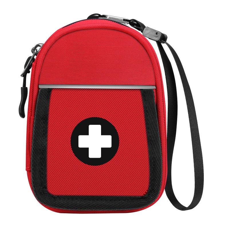 SITHON Insulated Medicine Carrying Case Bag - Small Travel Medication Organiser Emergency Medical Pouch Holds Auvi Q, Nasal Spray, Allergy Meds, Asthma Inhaler Case, (Red)